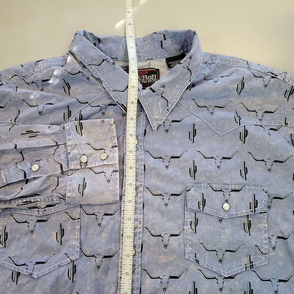 Vtg Rock & Roll Cowboy Men's XXL Western Shirt Cactus Longhorn Print - Picture 7 of 10